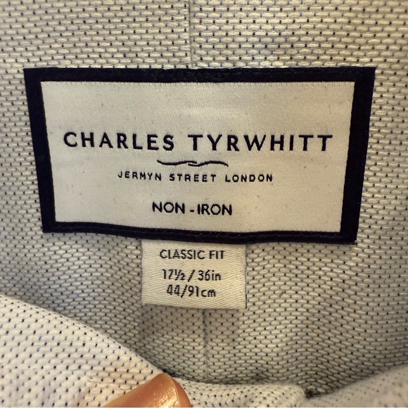 Men’s Charles Tyrwhitt Light Gray Dress Shirt non iron sz 17.5/36 - Picture 7 of 9
